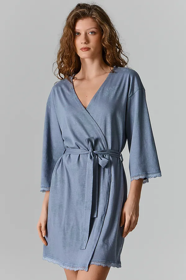 Халат женский MARK FORMELLE, цветы на сизом - фото 2