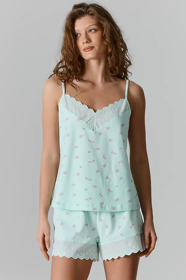 Комплект женский (топ, шорты) MARK FORMELLE, цветы на мятном - фото 2