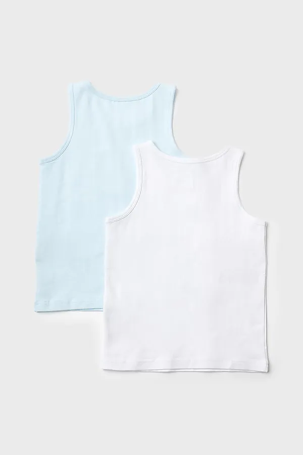 Майка трикотажная для мальчиков, 2 шт в комплекте PLAYTODAY, белый,голубой - фото 2