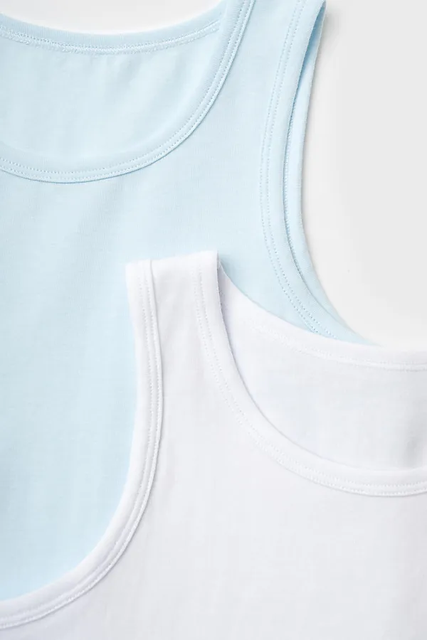 Майка трикотажная для мальчиков, 2 шт в комплекте PLAYTODAY, белый,голубой - фото 2