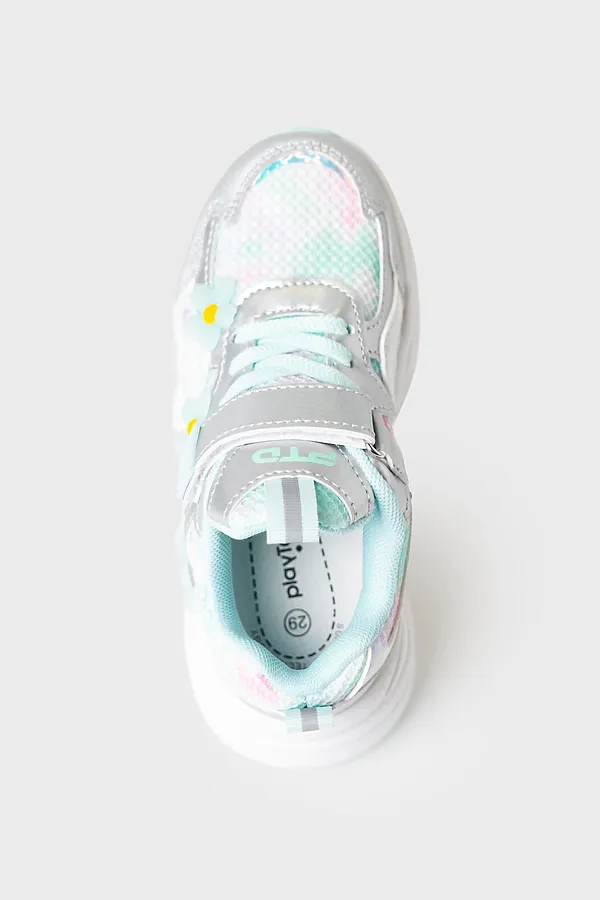 Полуботинки для девочек PLAYTODAY, бирюзовый,серебряный - фото 2