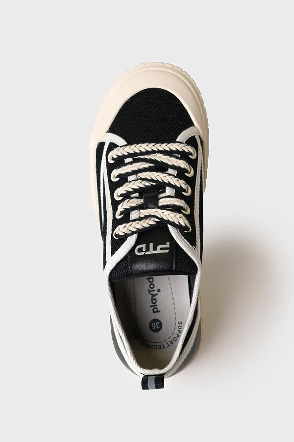 Полуботинки для девочек PLAYTODAY, черный,белый - фото 2