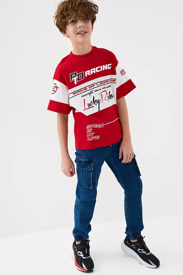 Брюки текстильные джинсовые для мальчиков PLAYTODAY, синий - фото 2