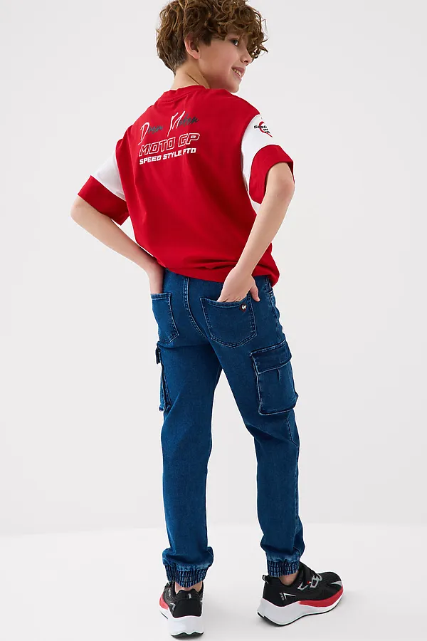 Брюки текстильные джинсовые для мальчиков PLAYTODAY, синий - фото 2