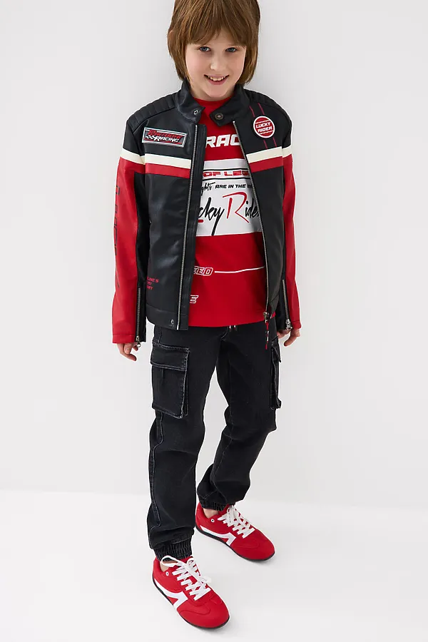 Брюки текстильные джинсовые для мальчиков PLAYTODAY, черный - фото 2