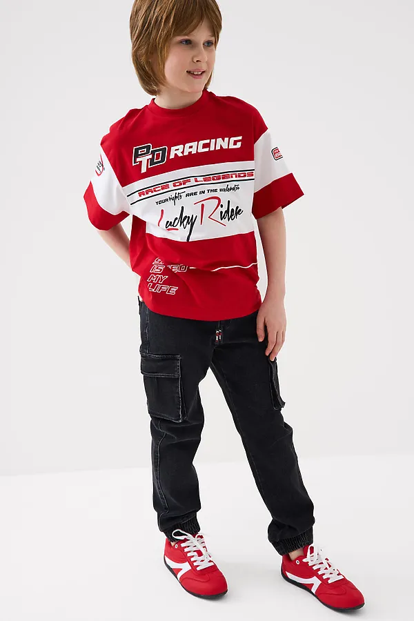 Брюки текстильные джинсовые для мальчиков PLAYTODAY, черный - фото 2