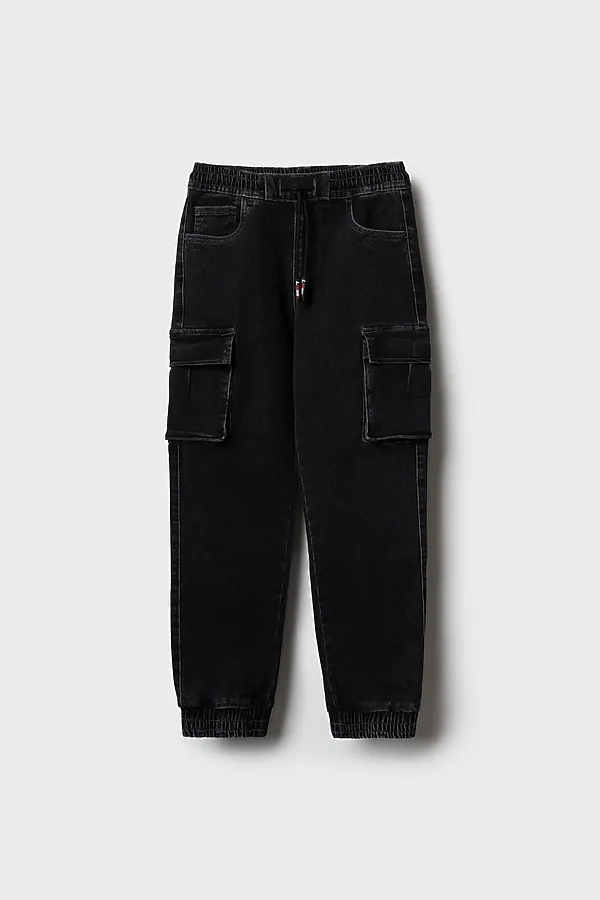 Брюки текстильные джинсовые для мальчиков PLAYTODAY, черный - фото 2