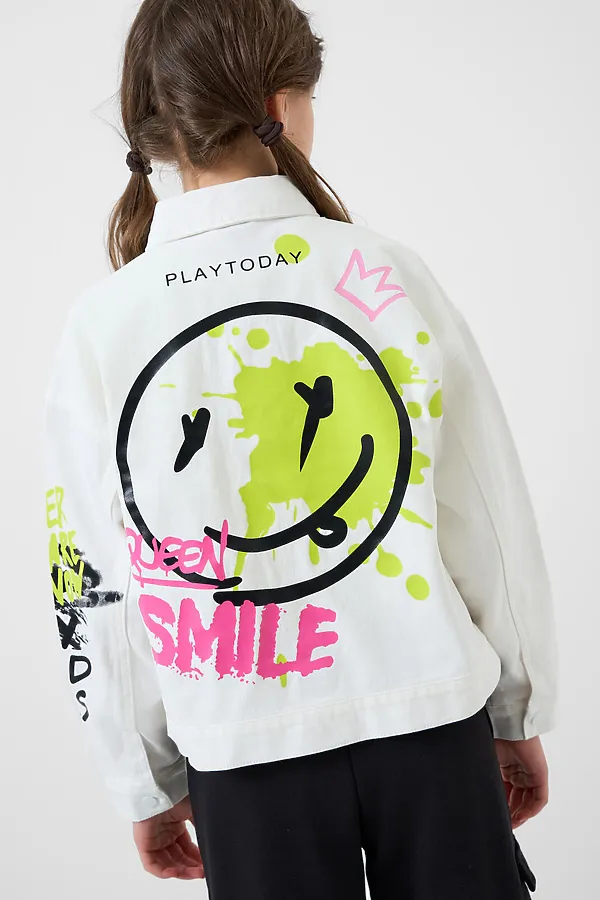 Куртка текстильная джинсовая для девочек PLAYTODAY, белый - фото 2