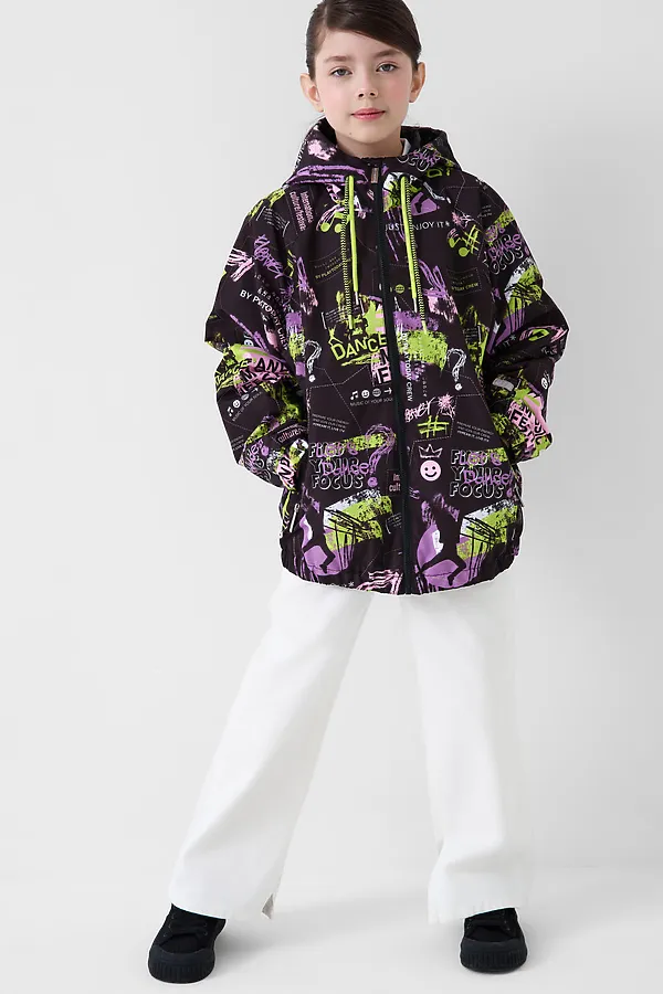 Брюки текстильные джинсовые для девочек PLAYTODAY, белый - фото 2