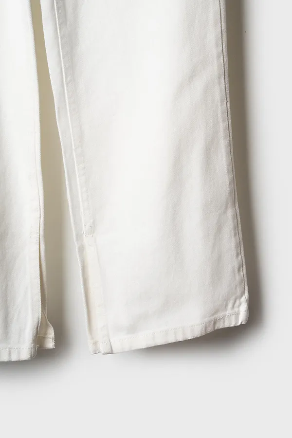 Брюки текстильные джинсовые для девочек PLAYTODAY, белый - фото 2