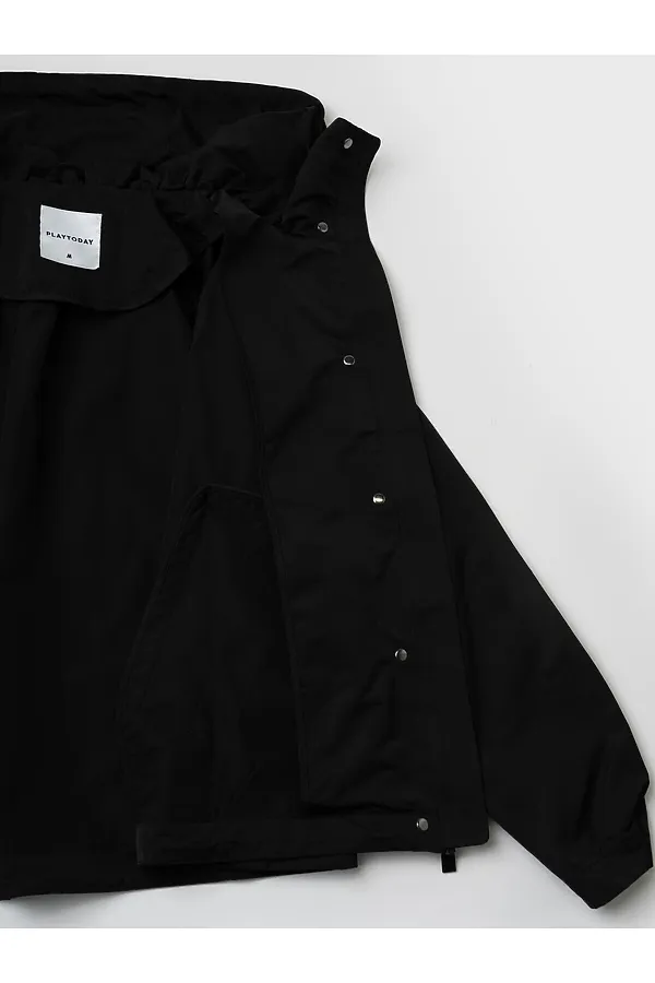 Куртка текстильная с полиуретановым покрытием для женщин (ветровка) PLAYTODAY, черный - фото 2