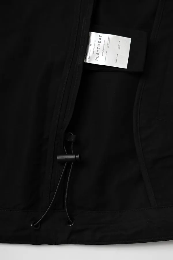 Куртка текстильная с полиуретановым покрытием для женщин (ветровка) PLAYTODAY, черный - фото 2