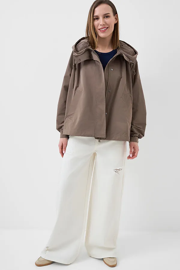 Куртка текстильная с полиуретановым покрытием для женщин (ветровка) PLAYTODAY, коричневый - фото 2