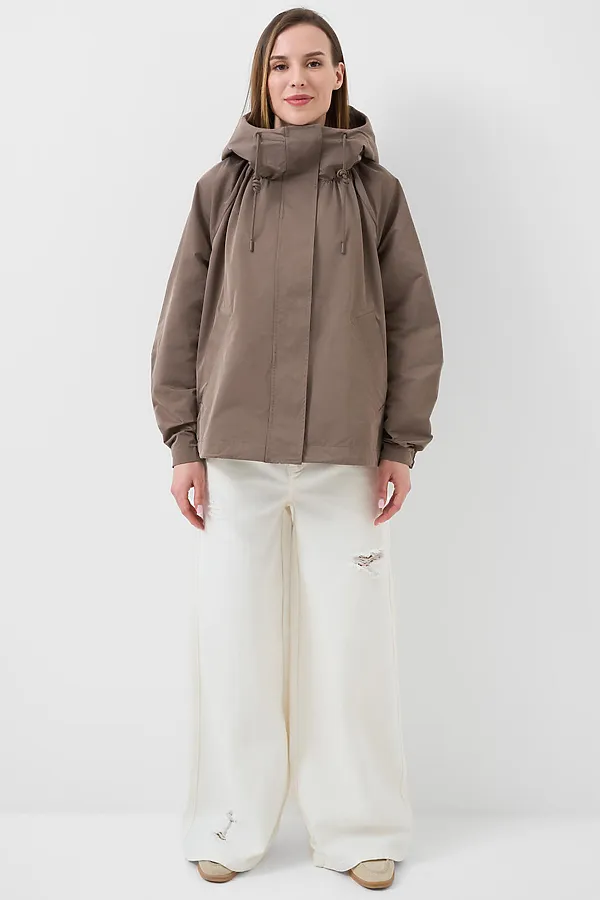 Куртка текстильная с полиуретановым покрытием для женщин (ветровка) PLAYTODAY, коричневый - фото 2