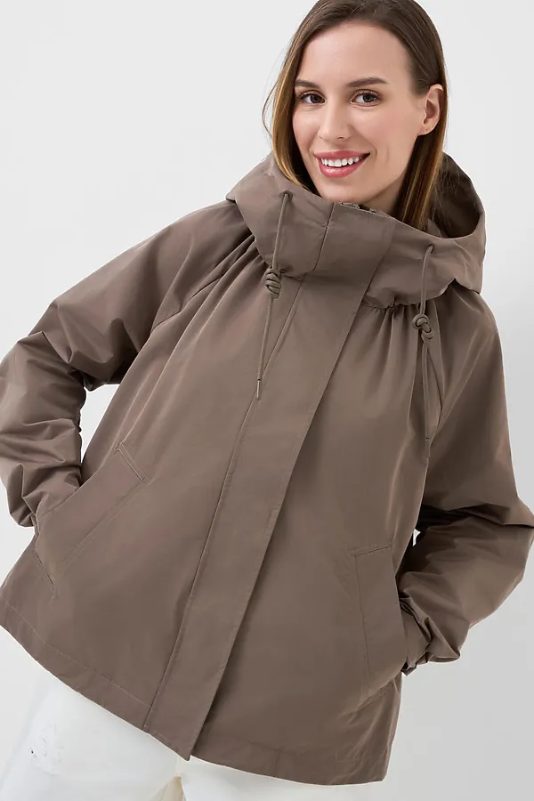 Куртка текстильная с полиуретановым покрытием для женщин (ветровка) PLAYTODAY, коричневый - фото 2