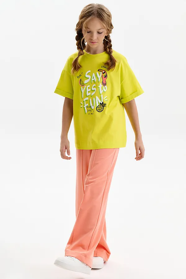 Брюки для девочек PELICAN, персиковый - фото 2