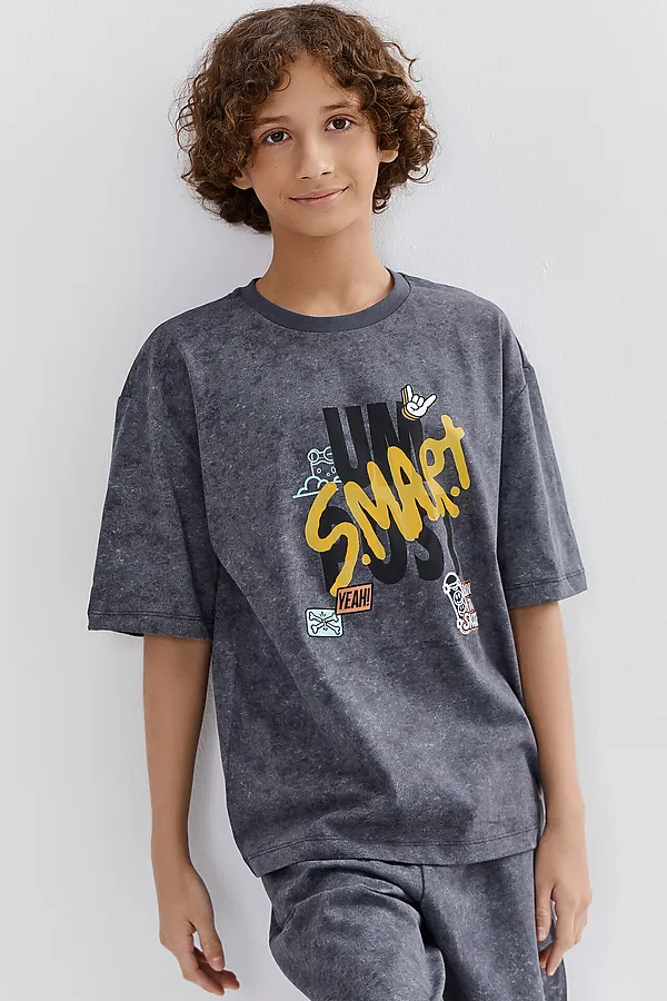 Комплект для мальчиков (джемпер, шорты) MARK FORMELLE, потертости на графите - фото 2