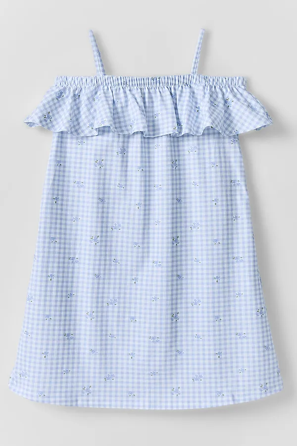 Сарафан для девочек MARK FORMELLE, цветы на голубой клетке - фото 2