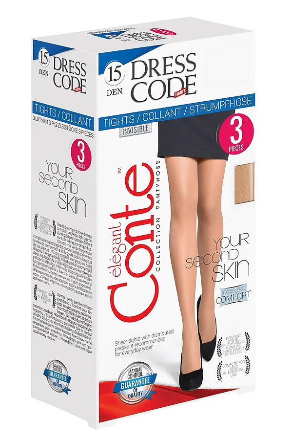 CONTE DRESS CODE/ДРЕСС КОД 15 Колготки женские с эффектом «второй кожи» (3 штуки) CONTE ELEGANT, bronze - фото 2