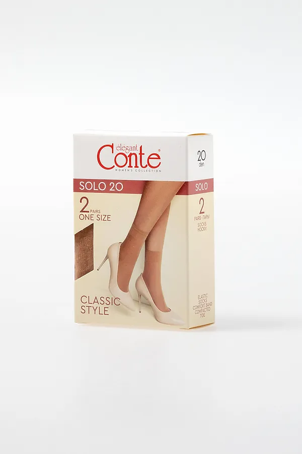 CONTE SOLO 20 (2 пары) Носки женские CONTE ELEGANT, bronze - фото 2