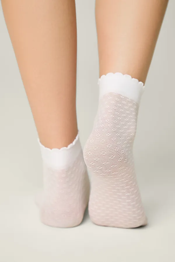 CONTE Тонкие носки с ажурным геометрическим рисунком JULIA CONTE ELEGANT, bianco - фото 2