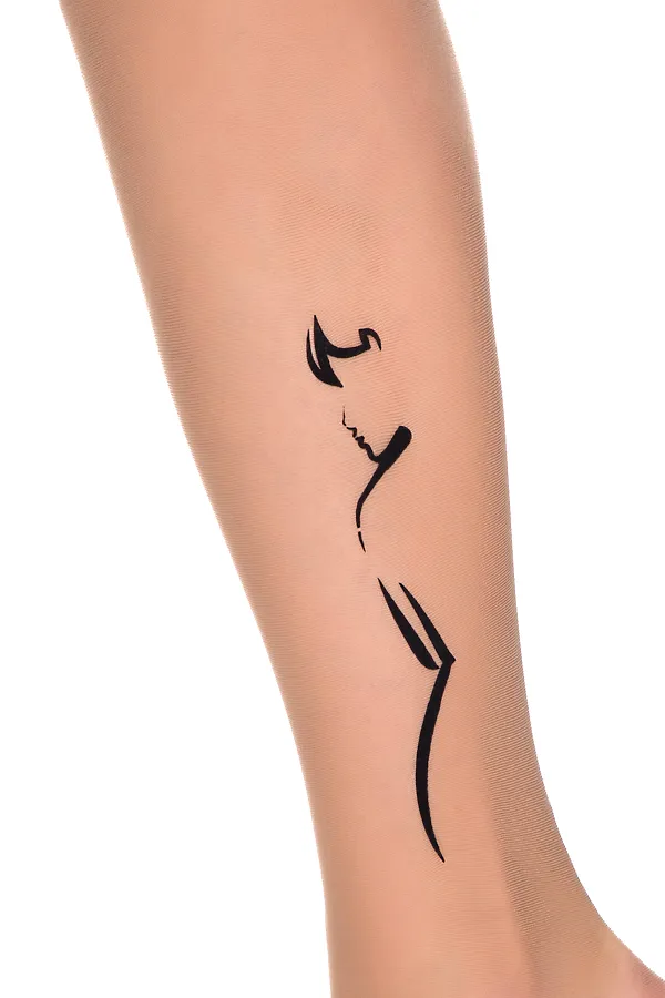 CONTE FEMME Колготки женские с тату-рисунком CONTE ELEGANT, bronze - фото 2