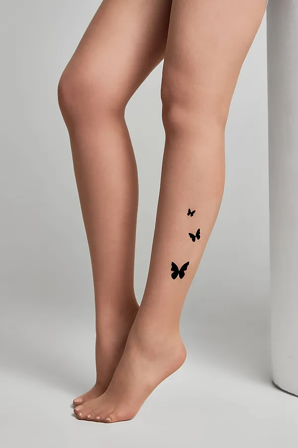 CONTE BUTTERFLY Прозрачные Колготки женские с тату-рисунком CONTE ELEGANT, bronze - фото 2