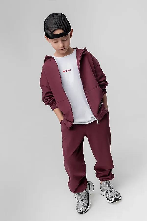 Костюм (Свитшот+Брюки) BODO, бордовый - фото 2