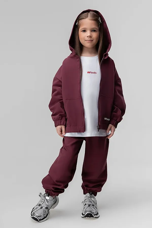 Костюм (Свитшот+Брюки) BODO, бордовый - фото 2