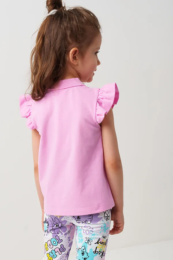 Джемпер трикотажный с воротником поло для девочек PLAYTODAY, розовый - фото 2