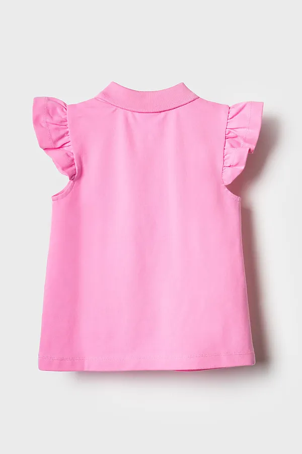 Джемпер трикотажный с воротником поло для девочек PLAYTODAY, розовый - фото 2