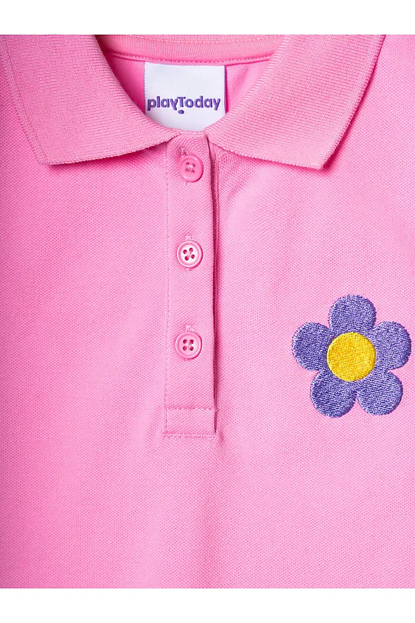 Джемпер трикотажный с воротником поло для девочек PLAYTODAY, розовый - фото 2