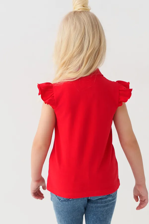 Джемпер трикотажный с воротником поло для девочек PLAYTODAY, красный - фото 2