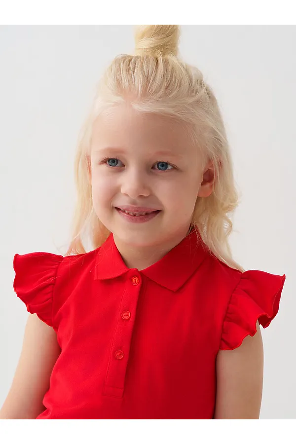 Джемпер трикотажный с воротником поло для девочек PLAYTODAY, красный - фото 2