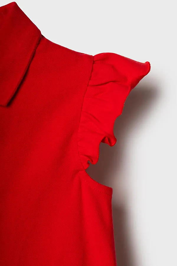 Джемпер трикотажный с воротником поло для девочек PLAYTODAY, красный - фото 2