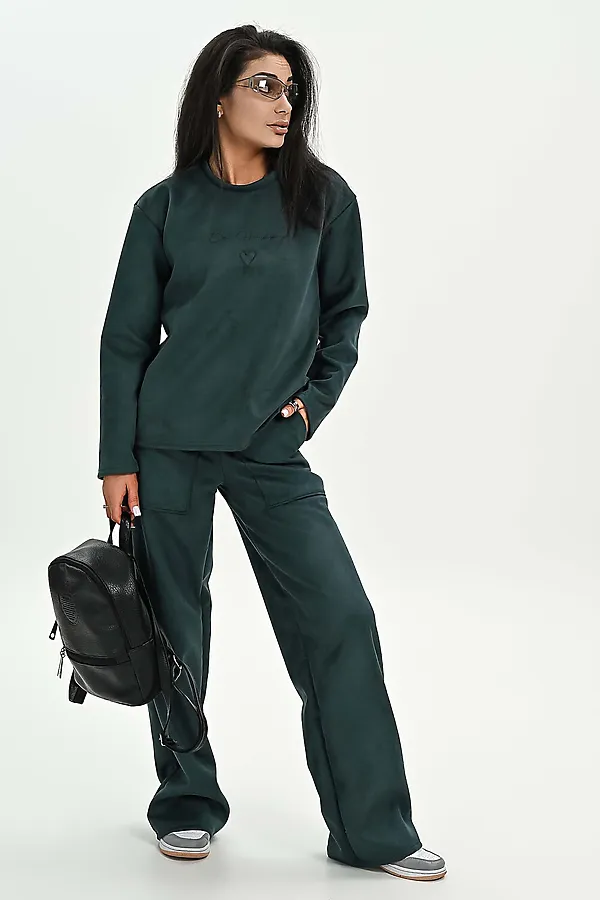 Брюки из мягкой эко замши НАТАЛИ, изумрудный - фото 2