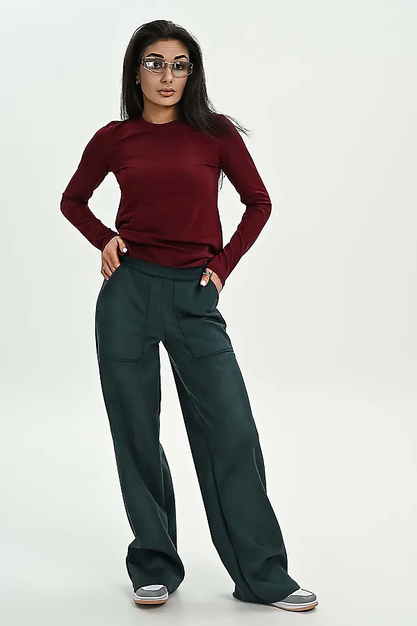 Брюки из мягкой эко замши НАТАЛИ, изумрудный - фото 2