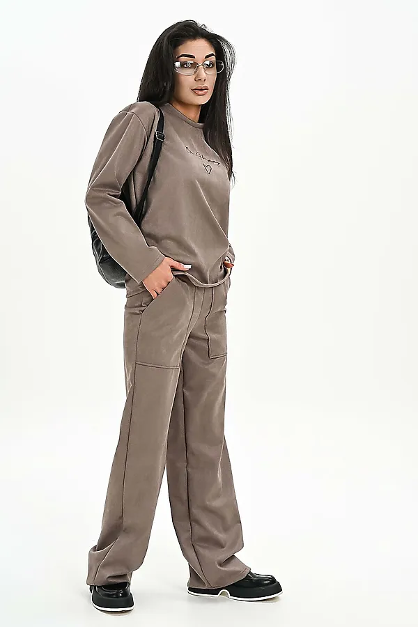 Брюки из мягкой эко замши НАТАЛИ, бежевый - фото 2