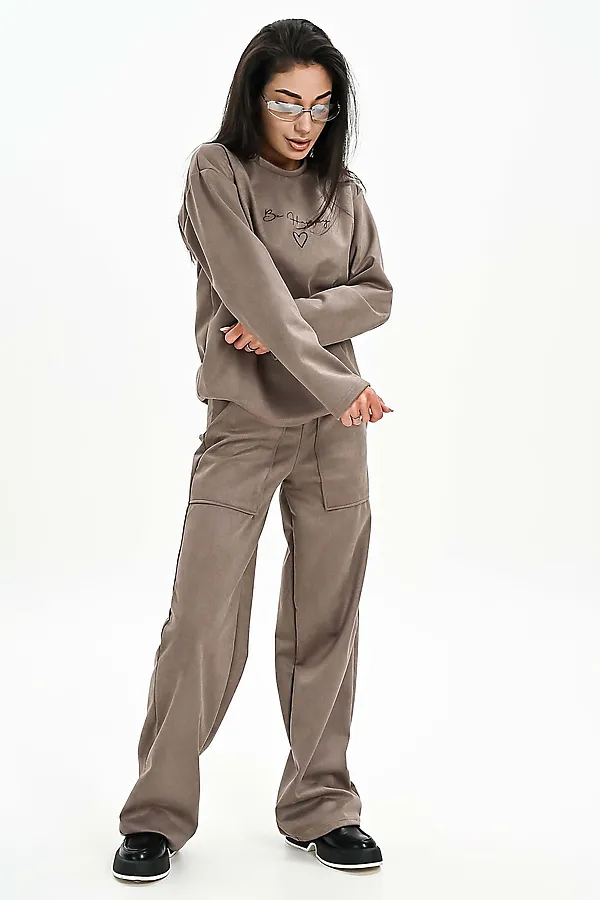 Брюки из мягкой эко замши НАТАЛИ, бежевый - фото 2