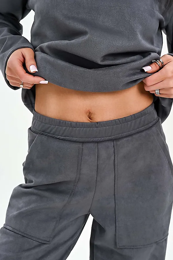 Брюки из мягкой эко замши НАТАЛИ, серый - фото 2