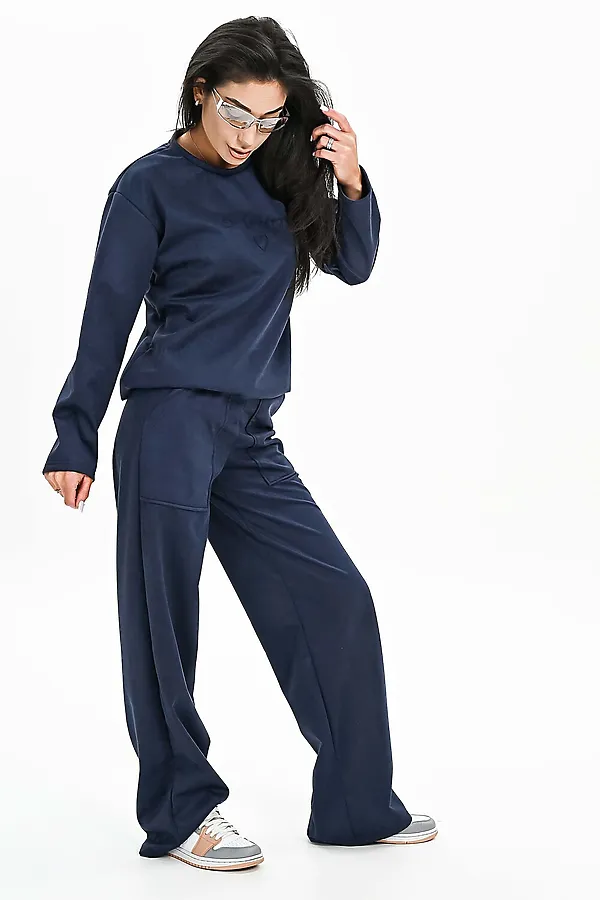 Брюки из мягкой эко замши НАТАЛИ, синий - фото 2