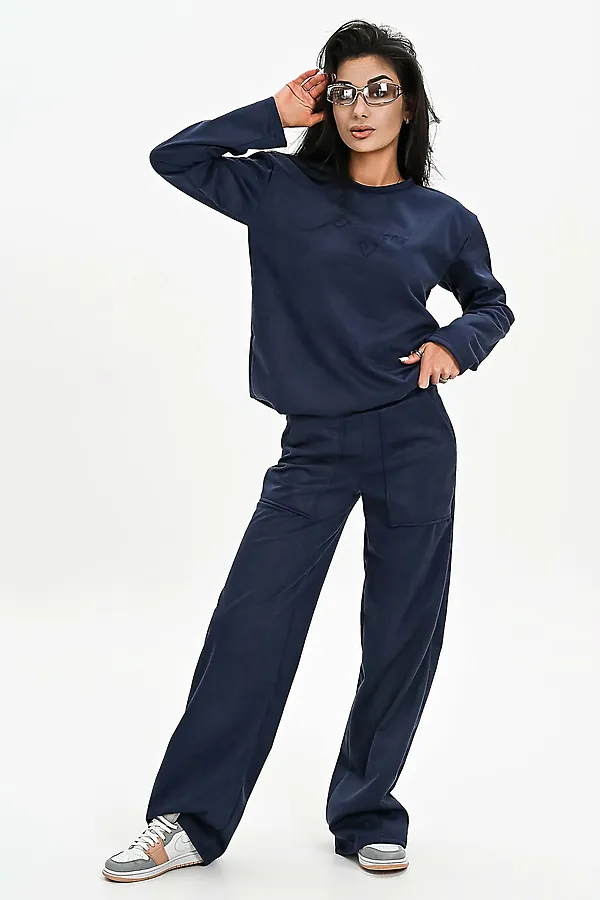 Брюки из мягкой эко замши НАТАЛИ, синий - фото 2