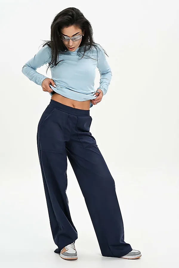 Брюки из мягкой эко замши НАТАЛИ, синий - фото 2