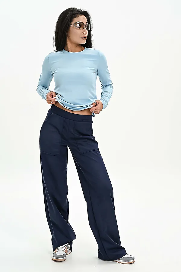 Брюки из мягкой эко замши НАТАЛИ, синий - фото 2