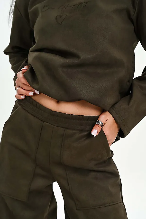 Брюки из мягкой эко замши НАТАЛИ, хаки - фото 2