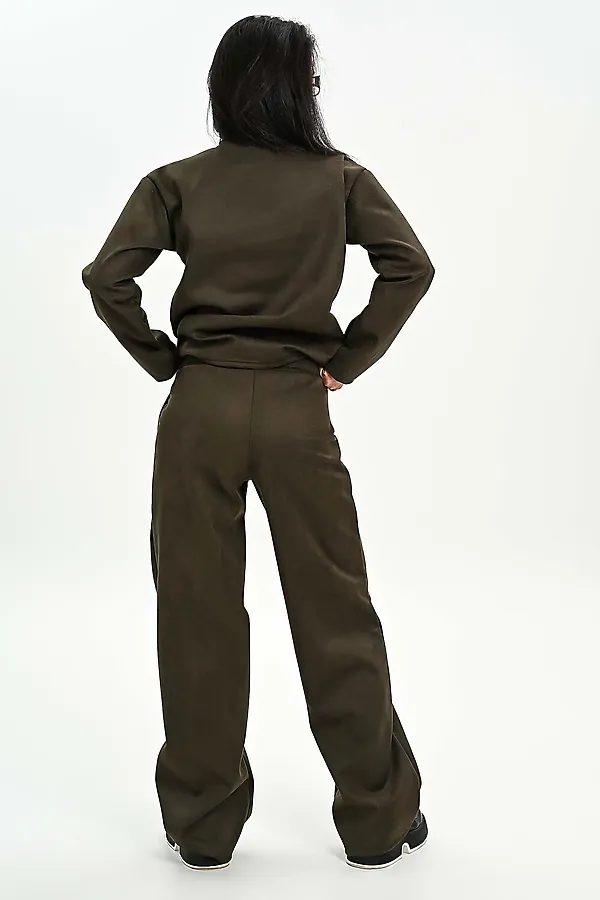 Брюки из мягкой эко замши НАТАЛИ, хаки - фото 2