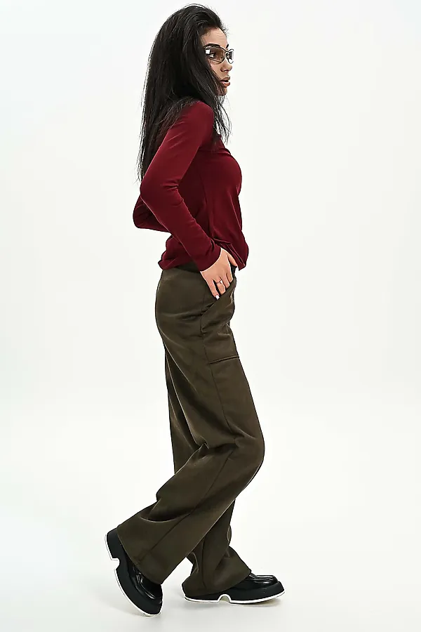 Брюки из мягкой эко замши НАТАЛИ, хаки - фото 2