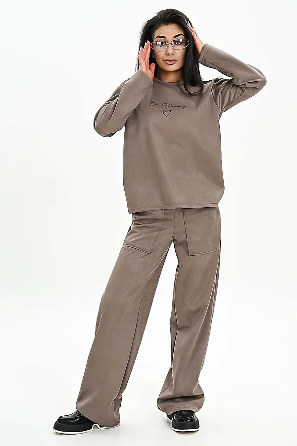 Свитшот из мягкой эко замши НАТАЛИ, бежевый - фото 2