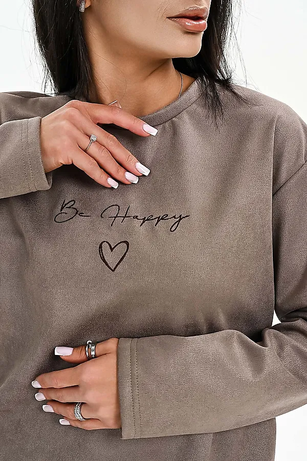 Свитшот из мягкой эко замши НАТАЛИ, бежевый - фото 2