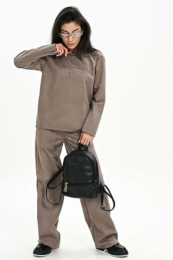 Свитшот из мягкой эко замши НАТАЛИ, бежевый - фото 2